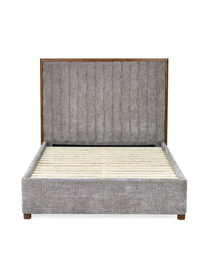 Whitmore Grey Chenille Upholstered Double Bed - Living with Luxury