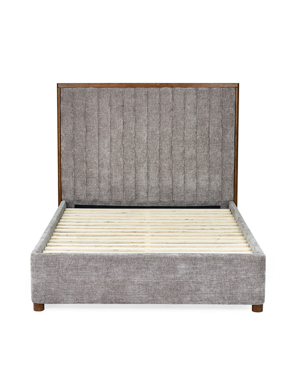Whitmore Grey Chenille Upholstered Double Bed - Living with Luxury