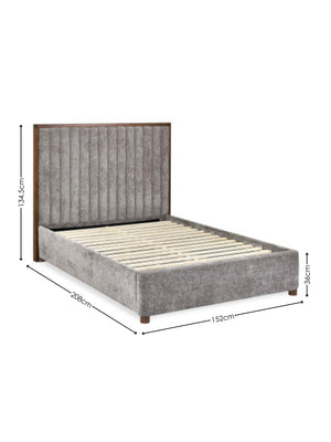 Whitmore Grey Chenille Upholstered Double Bed - Living with Luxury