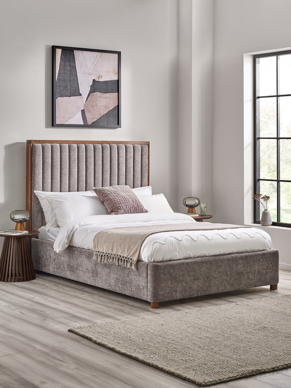 Whitmore Grey Chenille Upholstered King Bed - Living with Luxury