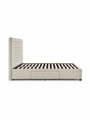 Wilton Upholstered 4 Drawer Storage Bed Frame - Oatmeal Linen, Super King - Living with Luxury