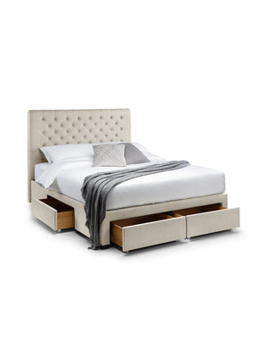 Wilton Upholstered 4 Drawer Storage Bed Frame - Oatmeal Linen, Super King - Living with Luxury