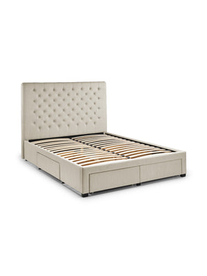 Wilton Upholstered 4 Drawer Storage Bed Frame - Oatmeal Linen, Super King - Living with Luxury