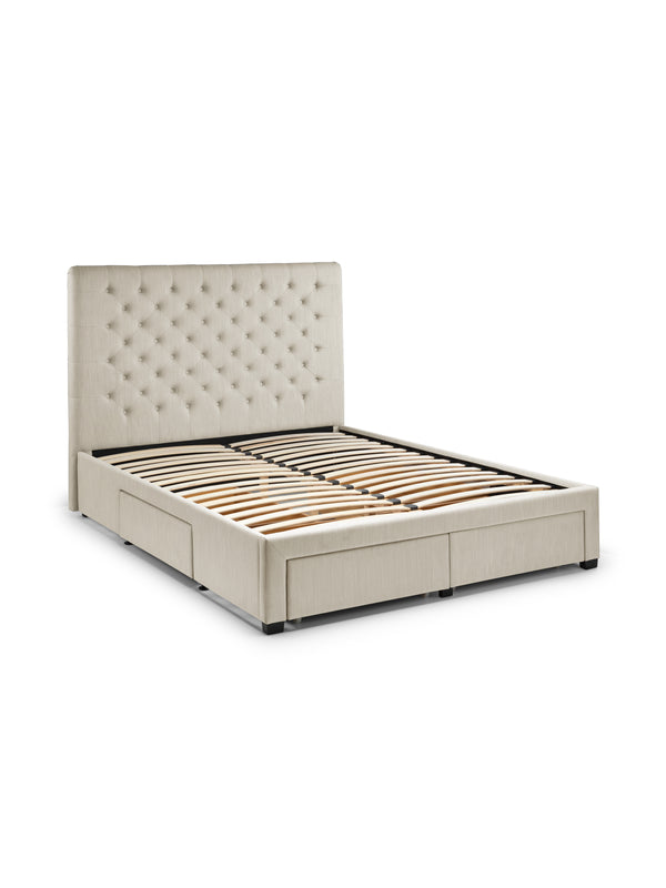 Wilton Upholstered 4 Drawer Storage Bed Frame - Oatmeal Linen, Super King - Living with Luxury