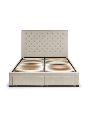 Wilton Upholstered 4 Drawer Storage Bed Frame - Oatmeal Linen, Super King - Living with Luxury