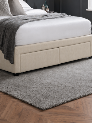 Wilton Upholstered 4 Drawer Storage Bed Frame - Oatmeal Linen, Super King - Living with Luxury