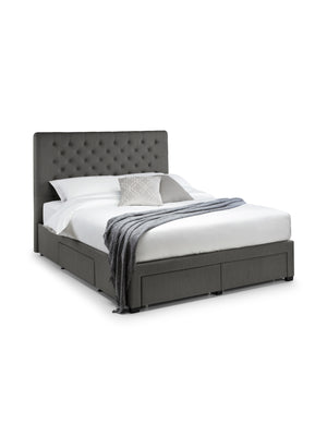 Wilton Upholstered 4 Drawer Storage Bed Frame - Dark Grey Linen, King - Living with Luxury