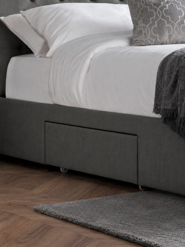Wilton Upholstered 4 Drawer Storage Bed Frame - Dark Grey Linen, King - Living with Luxury