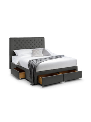 Wilton Upholstered 4 Drawer Storage Bed Frame - Dark Grey Linen, Super King - Living with Luxury