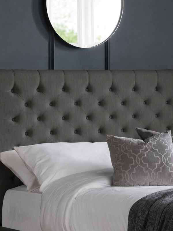 Wilton Upholstered 4 Drawer Storage Bed Frame - Dark Grey Linen, Super King - Living with Luxury