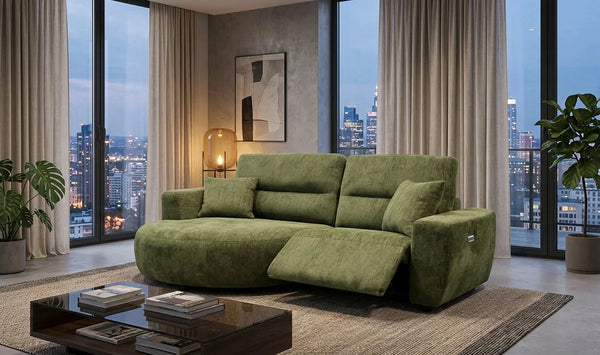 Denver Green Left Hand Electric Recliner Sofa – Upholstered Living Room Sofa