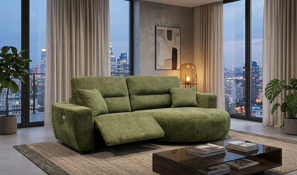 Denver Green Right Hand Facing Electric Recliner Sofa – Stylish Living Room Seating