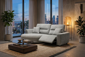 Denver Grey Left Hand Electric Recliner Sofa – Upholstered Living Room Sofa
