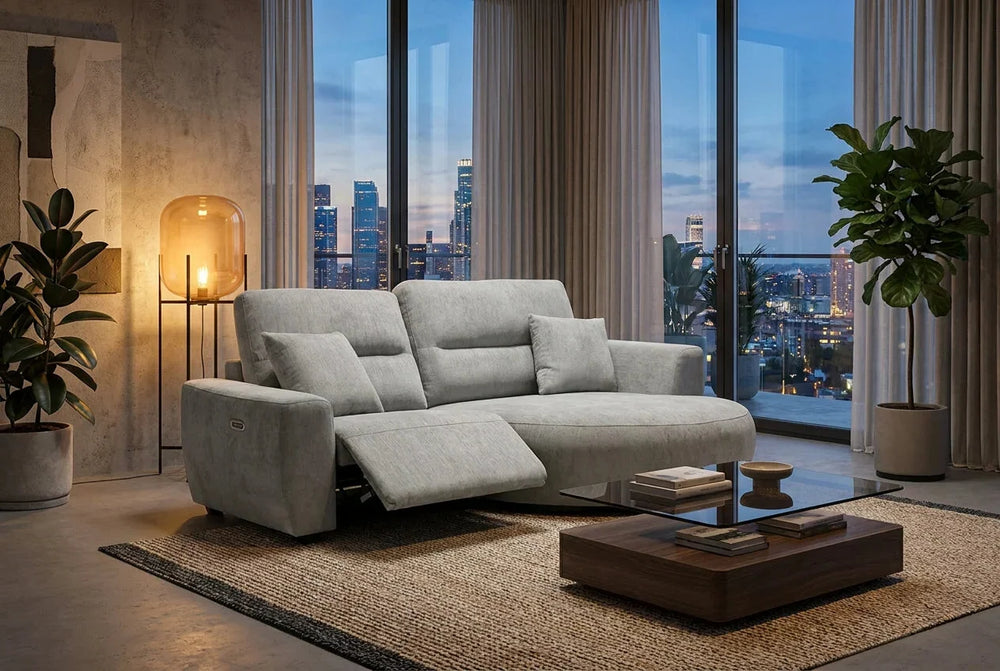 Denver Grey Right Hand Facing Electric Recliner Sofa – Modern Living Room Seating