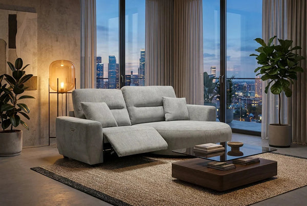 Denver Grey Right Hand Electric Recliner Sofa – Upholstered Living Room Sofa