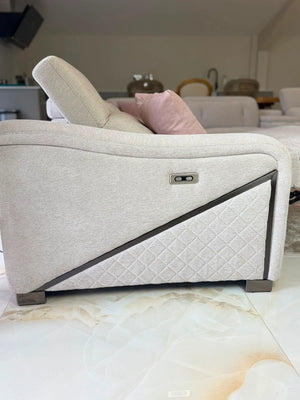 Ohio Electric Recliner Corner Sofa Beige – Fabric Living Room Corner Sofa