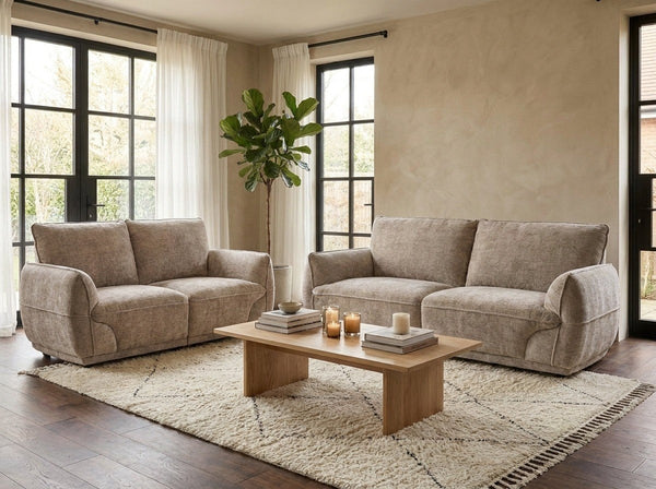 Angelo Beige 3+2 Sofa Set in a styled living room