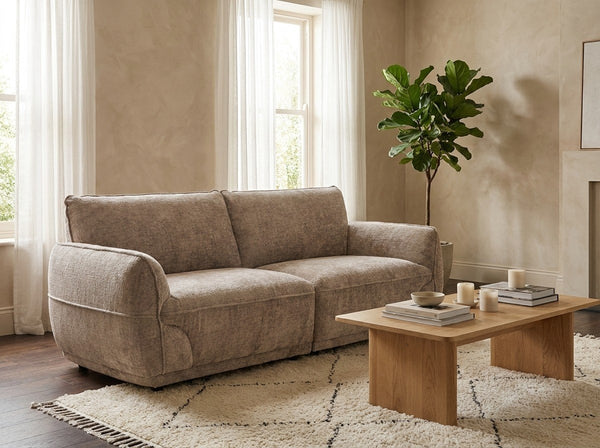 Angelo Beige 3 Seater Sofa in a styled living room