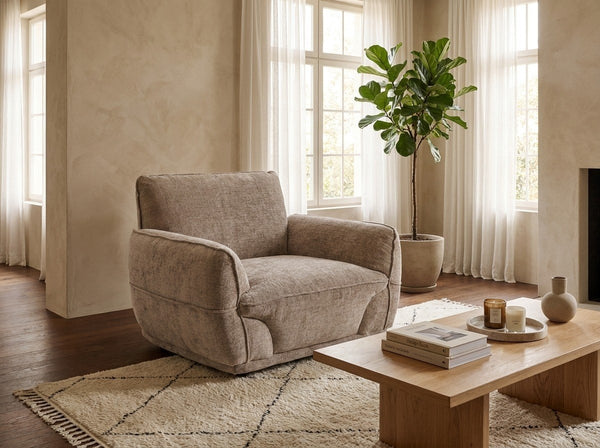 Angelo Beige Armchair in a styled living room