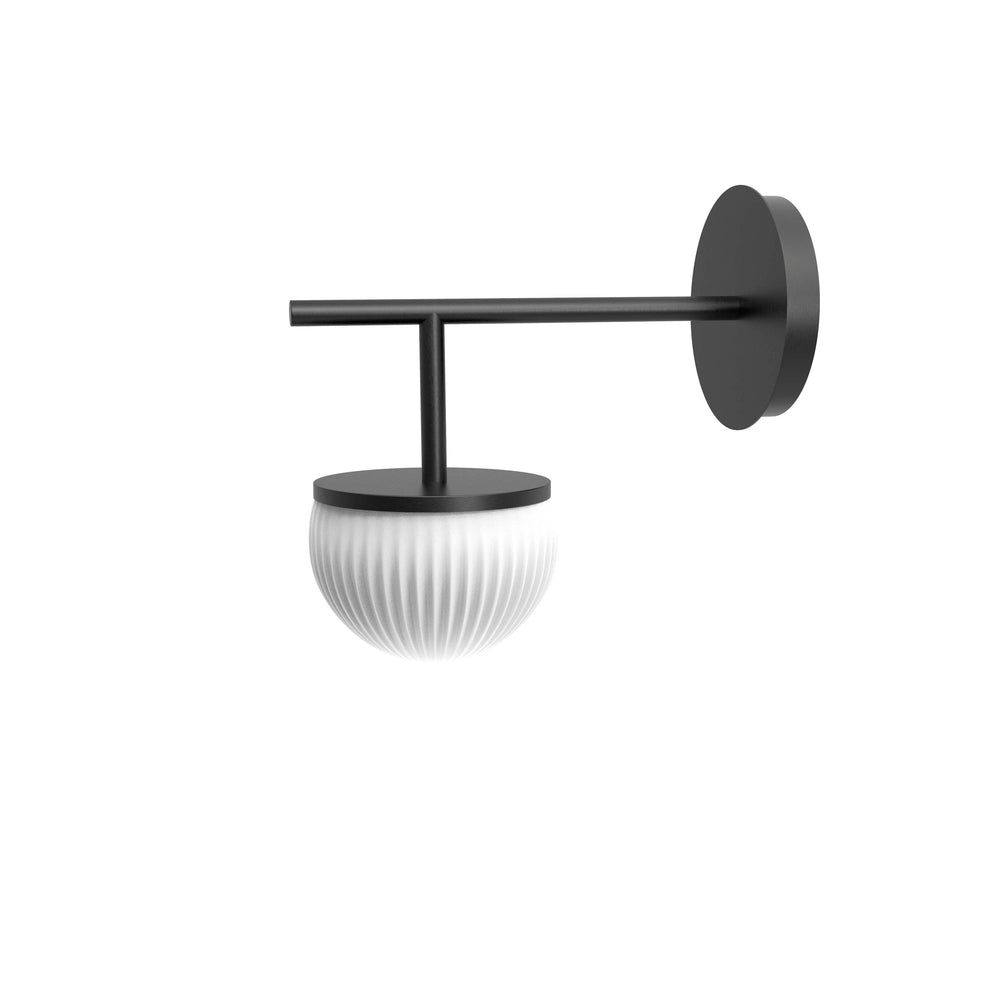 Roi Wall Single Arm – Black Structure and Opal White Glass