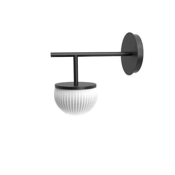 Roi Wall Single Arm – Black Structure and Opal White Glass