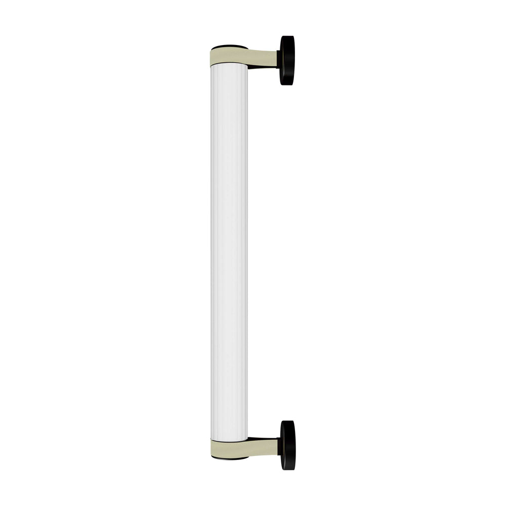 Roseline Wall 56 – Black Base, Beige Strap, and Clear Glass Shade
