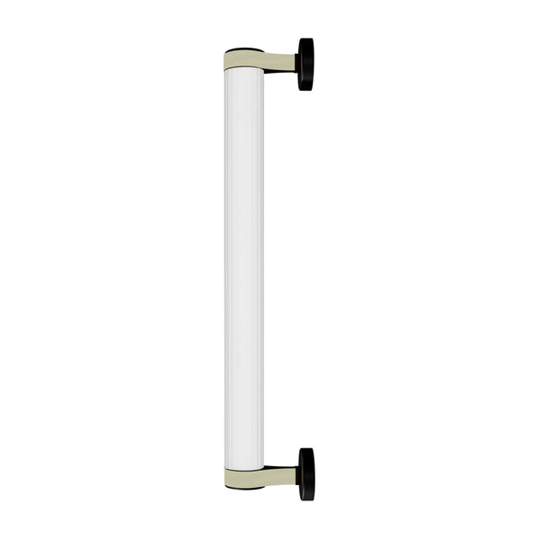 Roseline Wall 56 – Black Base, Beige Strap, and Clear Glass Shade