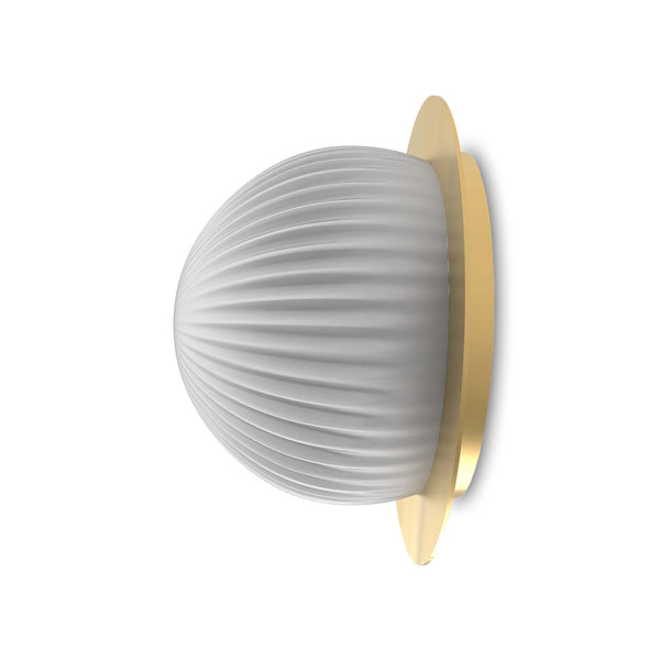 Roi Wall Ceiling Disc – Matte Polished Brass Base and Opal White Glass