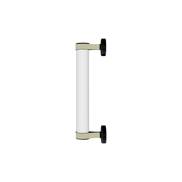 Roseline Wall 36 – Black Base, Beige Strap, and Clear Glass Shade