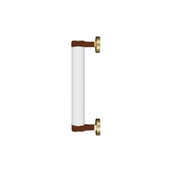 Roseline Wall 36 – Gold Base, Brown Strap, and Clear Glass Shade