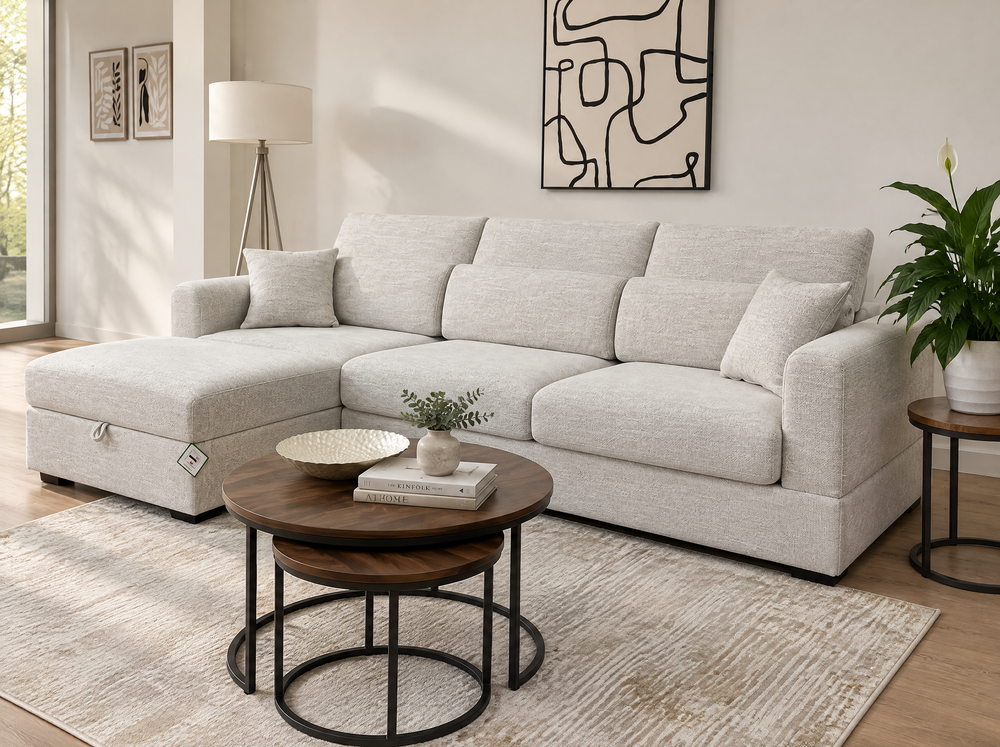 Dexter Beige Universal Corner Sofa – view 1
