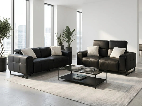 Richmond Black 3+2 Electric Recliner Sofa Set – Modern Living Room Furniture