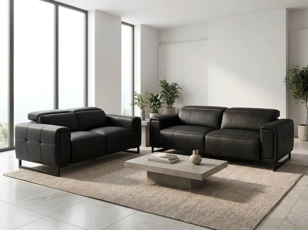 Richmond Black 3+2 Electric Recliner Sofa Set – Modern Living Room Furniture