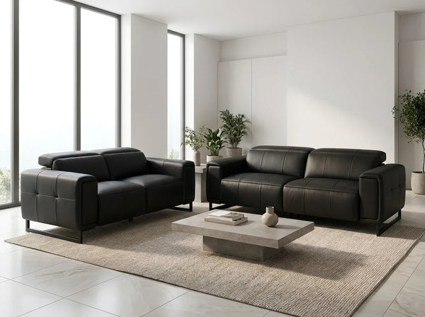 Richmond Black 3+2 Electric Recliner Sofa Set – Modern Living Room Furniture