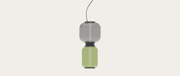 Robin Greenberry Pendant in green and grey, shown in a room setting