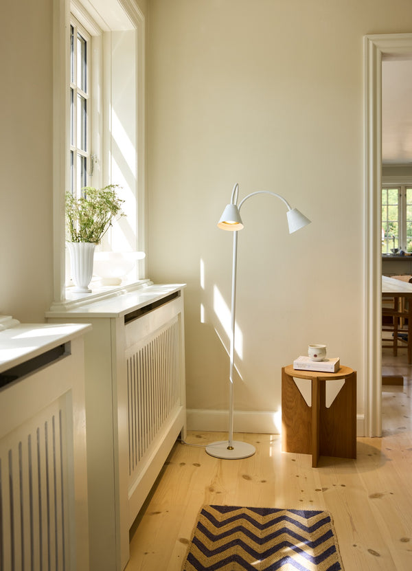Halo Design Hygge 2-Arm Floor Lamp in White – room setting