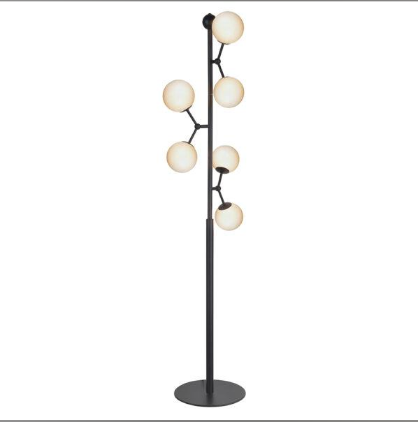 Atom Floor Light – Black & Opal Glass 6xG9