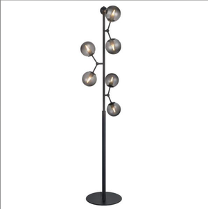 Atom Floor Light – Black & Smoke Glass 6xG9