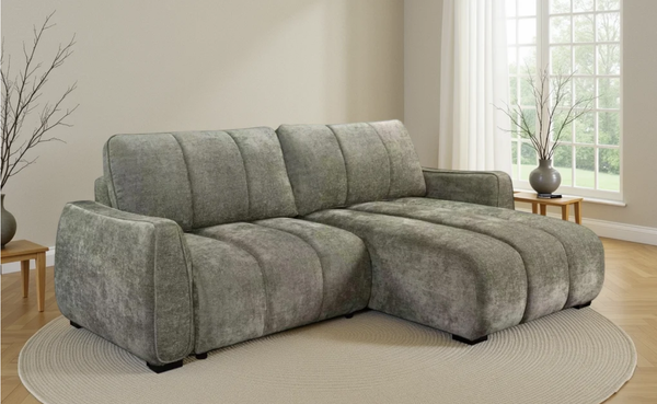Portland Universal Corner Sofabed – Grey, Green & Beige Living Room Sofa