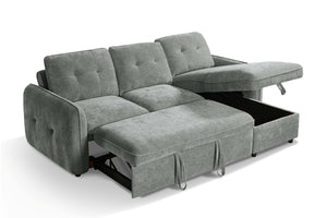 Moscow Grey Universal Corner Sofabed – storage chaise open