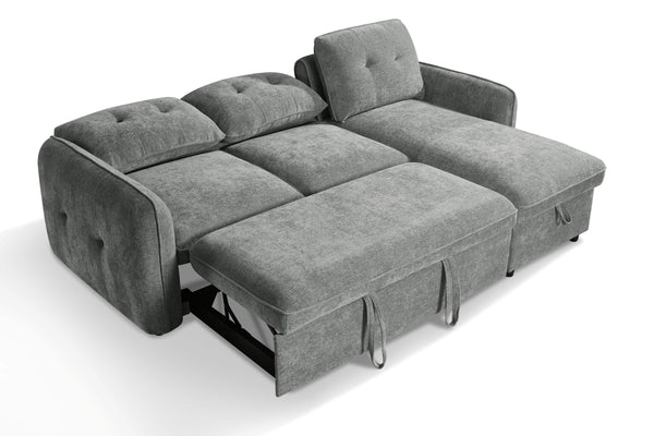 Moscow Grey Universal Corner Sofabed – opened into a bed