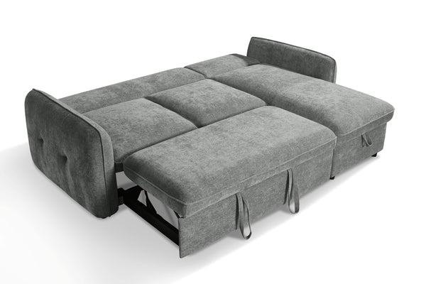 Moscow Grey Universal Corner Sofabed – bed mode, back view
