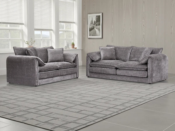 Solaya 3+2 Sofa Set – Black, Green, Beige & Grey Living Room Seating