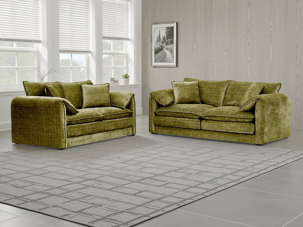 Solaya 3+2 Sofa Set – Black, Green, Beige & Grey Living Room Seating