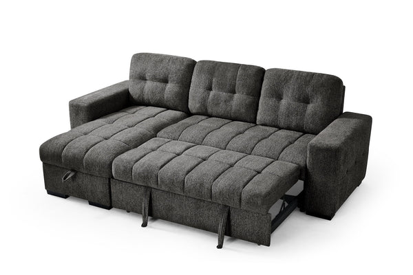 Palermo Grey Universal Corner Sofabed – opened into a bed