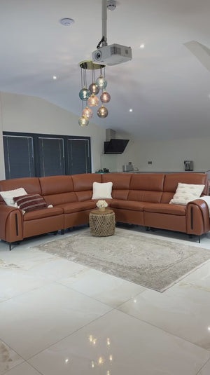 Arizona Tan Large Corner Electric Recliner Sofa – Upholstered Living Room Sofa