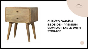 Curved Oak-ish Bedside &ndash; Premium Compact Table with Storage by@Outfy