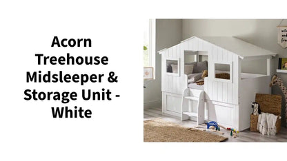 Acorn Treehouse Midsleeper &amp; Storage Unit - White by@Outfy