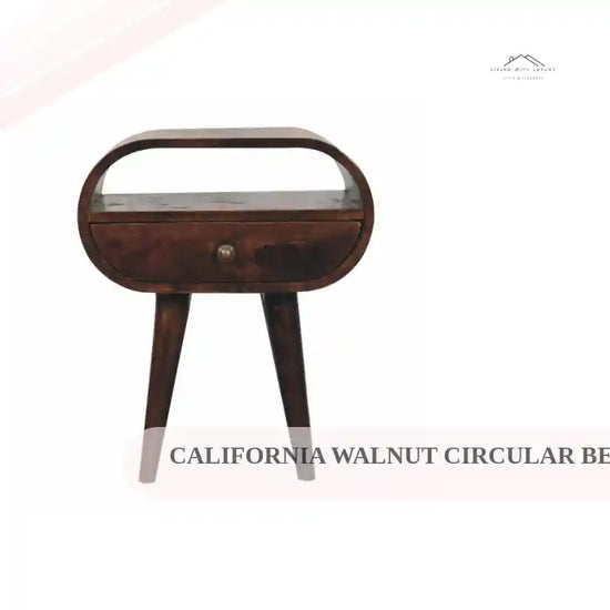 California Walnut Circular Bedside with Open Slot by@Outfy