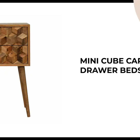 Mini Cube Carved 2 Drawer Bedside by@Outfy